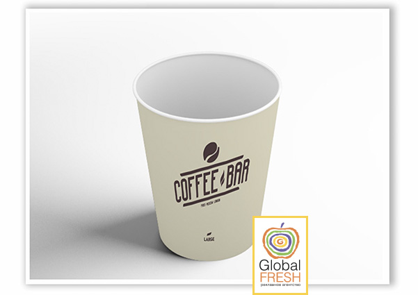 Бумажные стаканчики с логотпом Глобал Фреш в Сочи